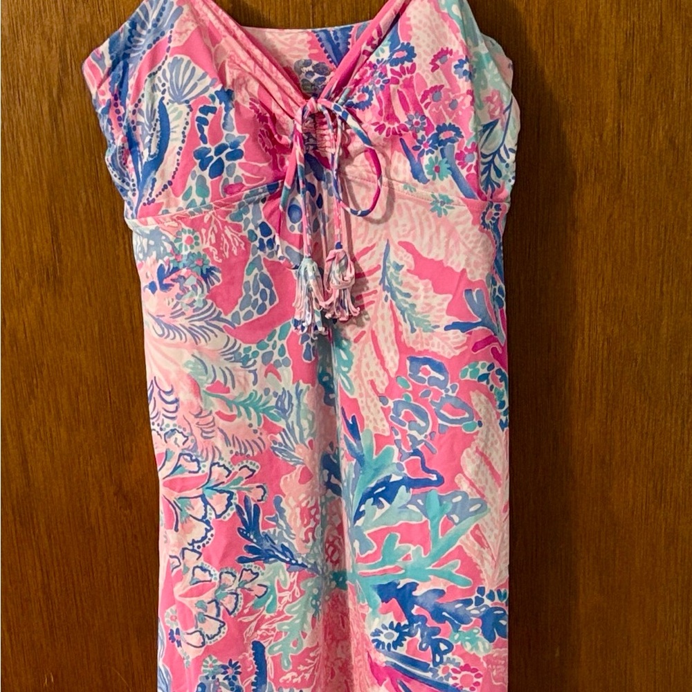 Lilly Pulitzer Pink Blue Green Tropical Print Dress